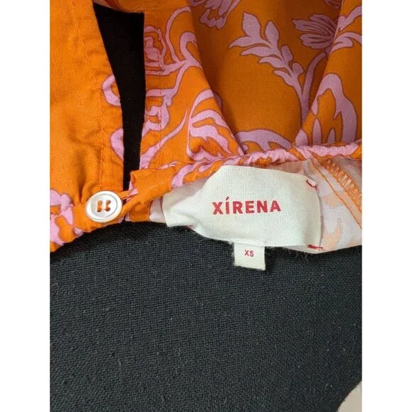 Xirena Scoop Keyhole Neck Blouse with Raglan Sleeves in Tropicana Orange - XS - Picture 4 of 11